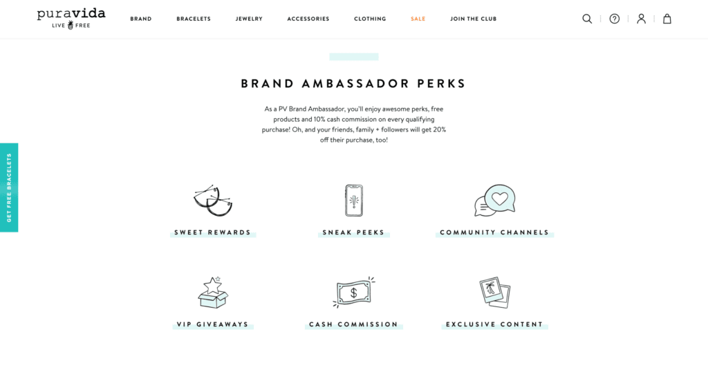 Pura Vida's ambassador program rewards